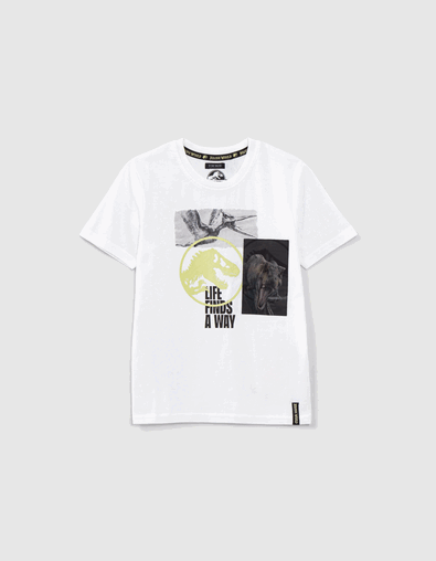 Boys&rsquo; white T-shirt with lenticular JURASSIC WORLD image - IKKS