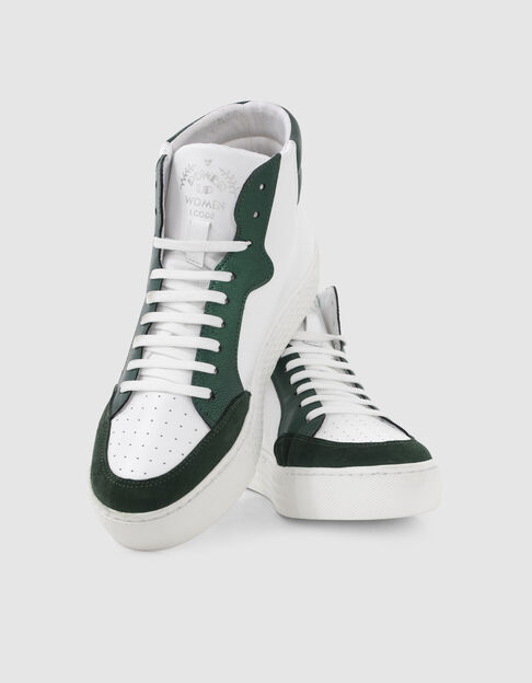 I.Code imperial green and white high-top trainers - I.CODE
