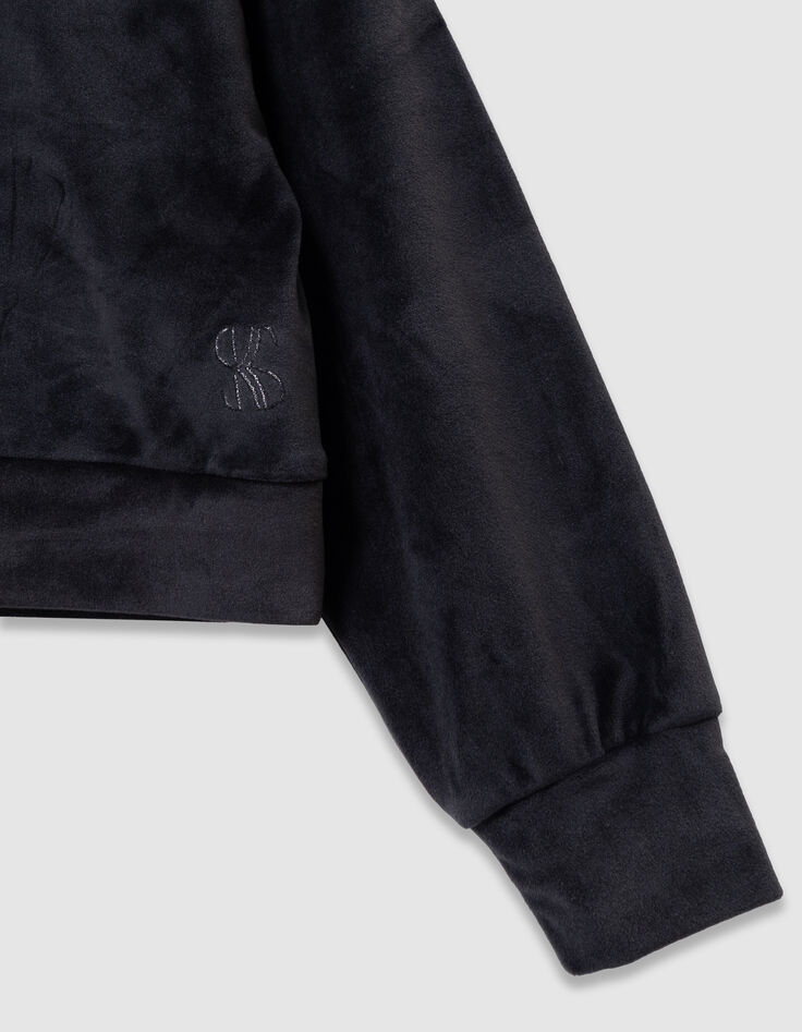 Grijze hoodie velourstricot meisjes-4