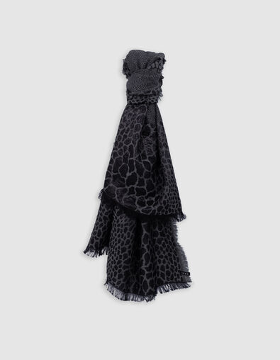 Bufanda en jacquard gris de l&uacute;rex con estampado animal - IKKS