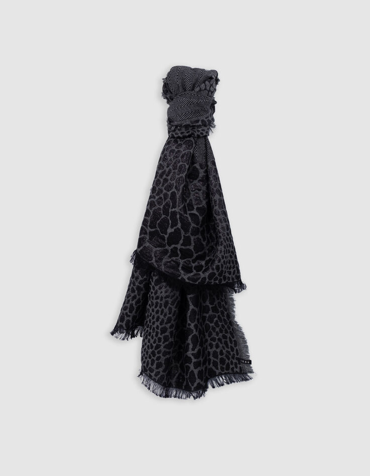 Bufanda en jacquard gris de l&uacute;rex con estampado animal-1