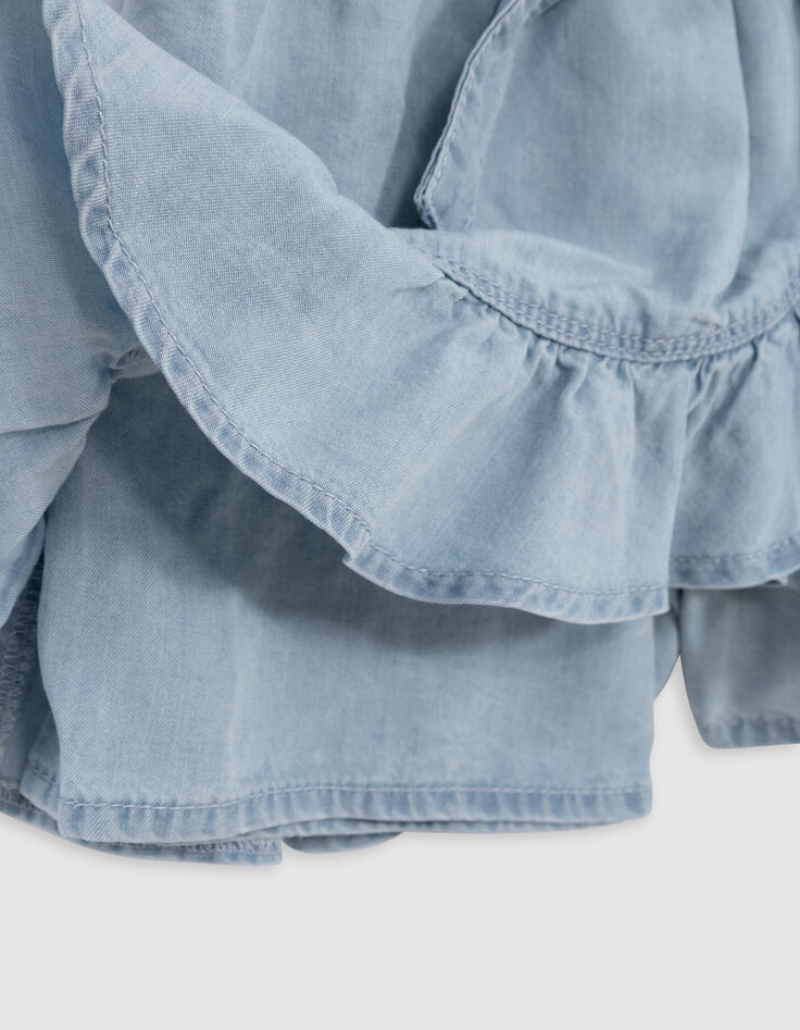 Jupe-short bleue effet portefeuille fille-8