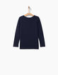Tee-shirt bleu marine panthère et patchs fille-4