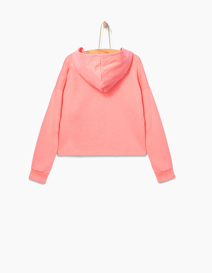 Girls’ neon pink CHILLOUT cropped sweatshirt - IKKS