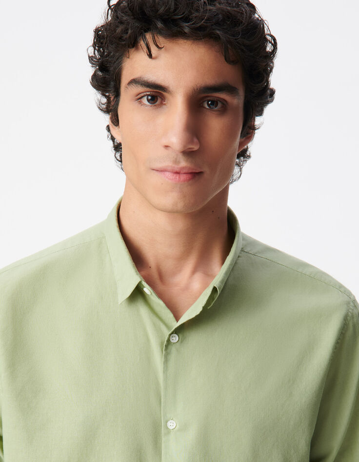 Chemise regular verte voile de coton bio Homme-4