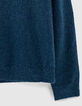 Pull bleu canard mousseux à col rond Homme-2