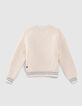 Cremeweißer Mädchenstrickpullover mit Sternstickerei-3