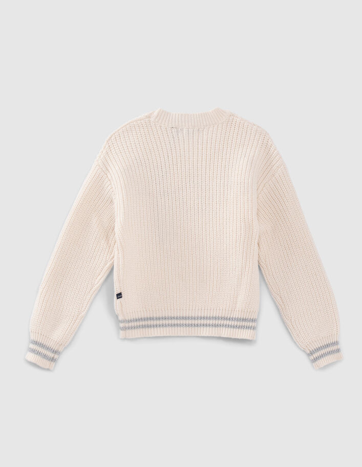 Girls’ off-white knit sweater with star embroidery-4