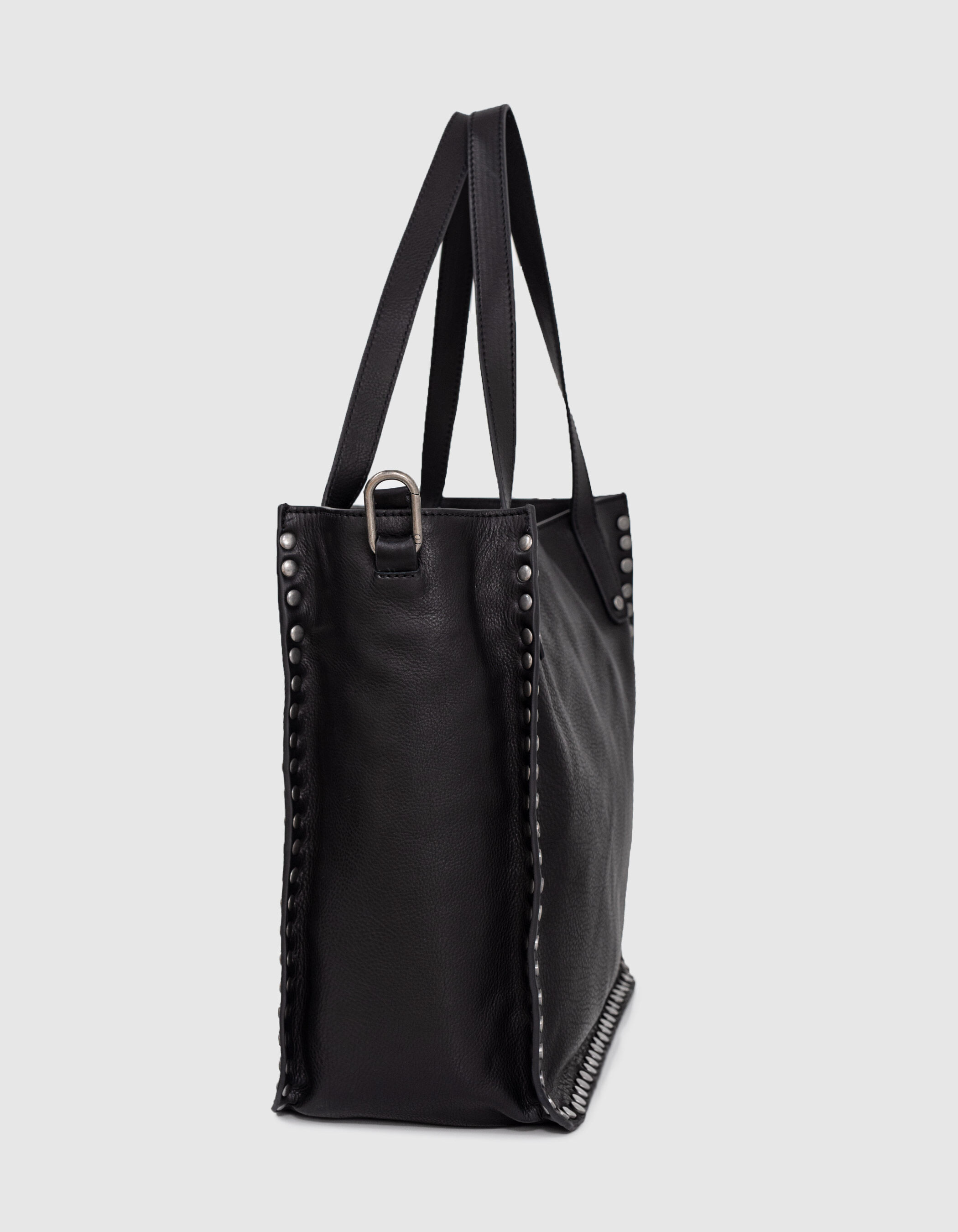 The Working Bag women's black studded leather tote bag