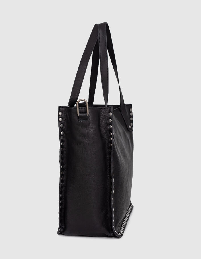 The Working Bag women’s black studded leather tote bag - IKKS