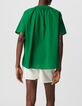 Top ample verte coton bio encolure brod&eacute;e Femme-3