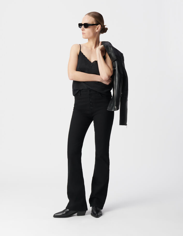 Pantalon Noir Pantalon Flare Taille Haute Femme Jean Flare Noir