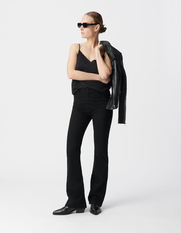 Jean flare noir taille haute Waterless Femme-1