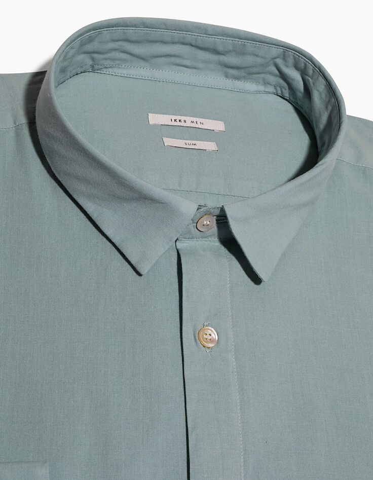 Men’s turquoise blue voile slim shirt-5
