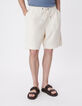 Men's white velvet milleraies Bermuda shorts-2
