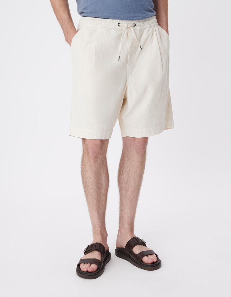Men's white velvet milleraies Bermuda shorts-2
