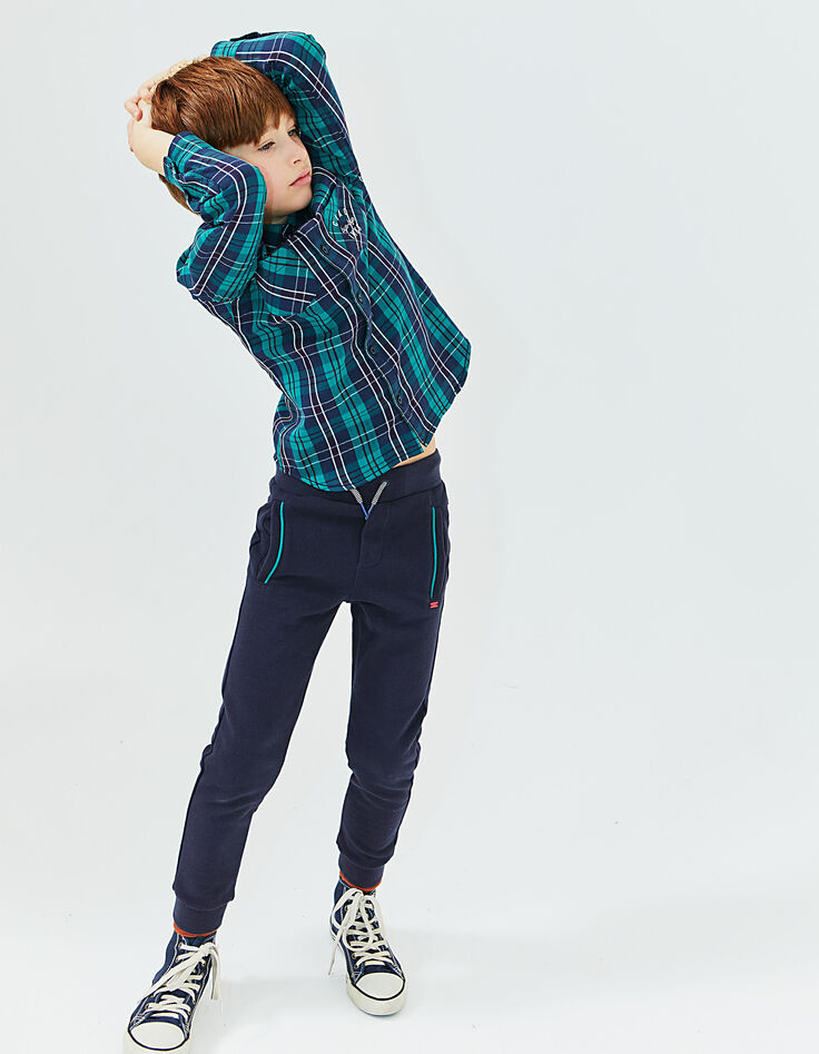 Pantalon marine en maille piquée garçon-1 Pantalon marine en maille piquée garçon-1