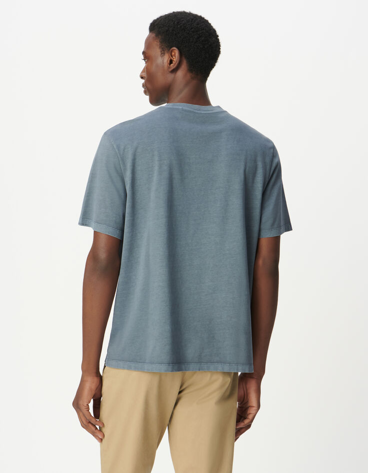 Blaues Herren-T-Shirt Rundhals kurze Ärmel-3