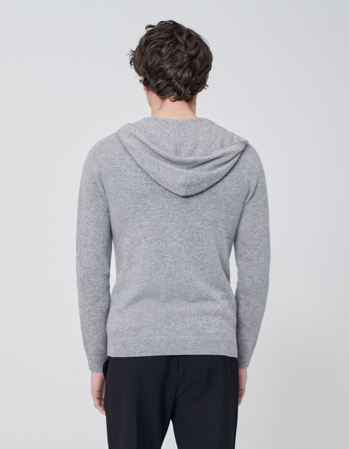 Men’s grey marl cashmere hooded cardigan - IKKS