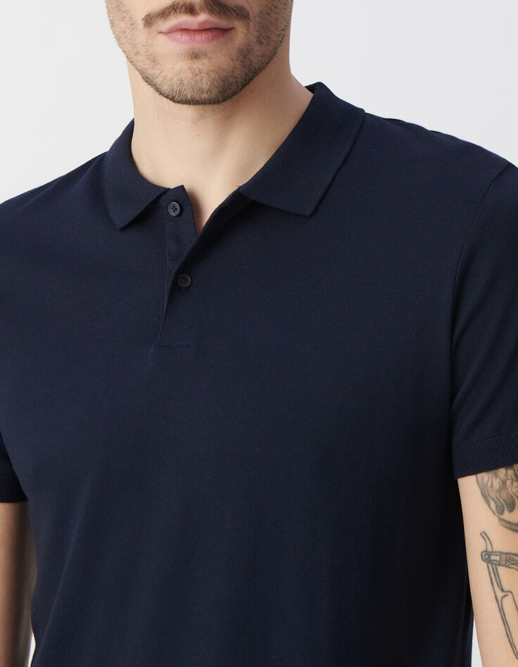 Marineblaues Herrenpoloshirt aus Baumwollmodal-2 Marineblaues Herrenpoloshirt aus Baumwollmodal-2