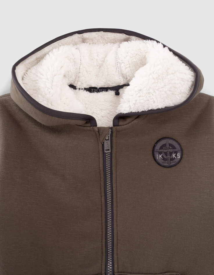 Kaki vest Sherpa binnenkant maxiprint rug jongens -2
