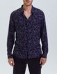 Men’s black LENZING™ ECOVERO™ SLIM shirt with dark purple flower motif-1