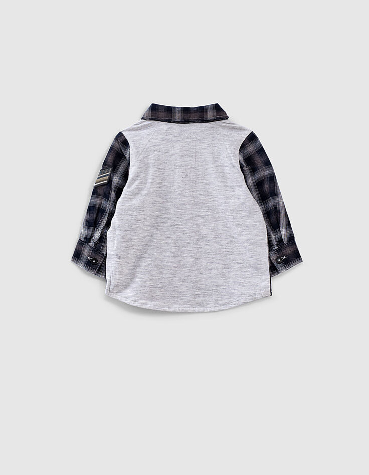 Chemise sézame à carreaux et dos jersey bébé garçon -3 Chemise sézame à carreaux et dos jersey bébé garçon -3