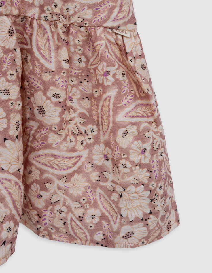 Langes rosa Kleid mit floralem Kaschmirprint-7