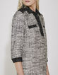 Vestido camisero tweed flecos blanco y negro mujer-4