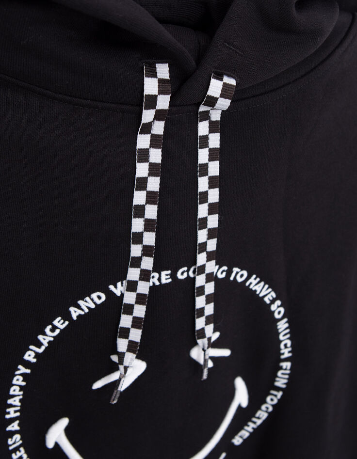 Girls’ black hoodie with white embroidered SMILEYWORLD image-5