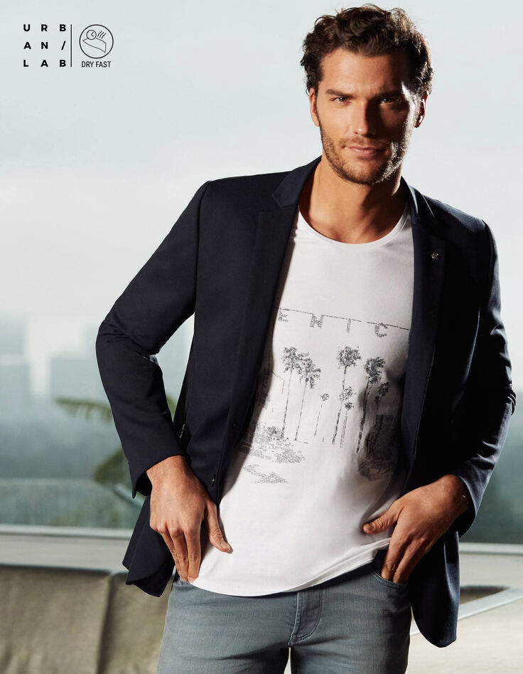Tee-shirt blanc visuel L.A chiffré Dry Fast Homme-1