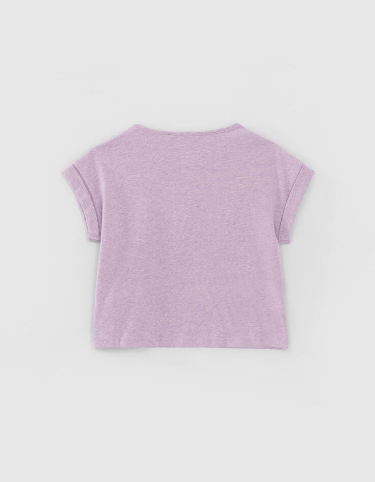 Lichtpaars cropped T-shirt met tekst meisjes-2