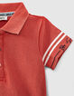 Baby boys’ orange organic cotton polo shirt+print on back-4