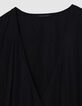 Robe courte noire forme portefeuille Femme-7