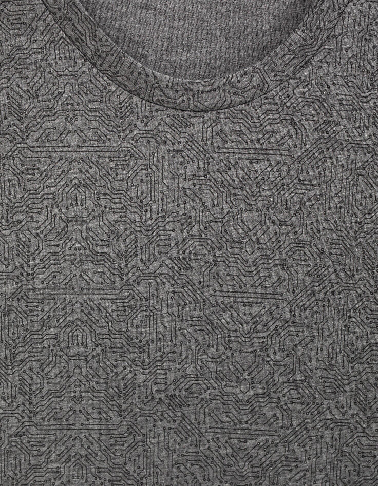 Camiseta gris pizarra estampado circuito Hombre-3