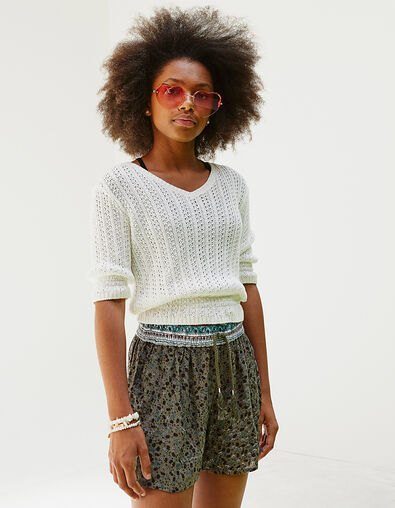 Short fluide kaki à imprimé fleurs fille  - IKKS