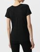 Tee-shirt noir lurex r&eacute;versible tressage encolure V Femme-3