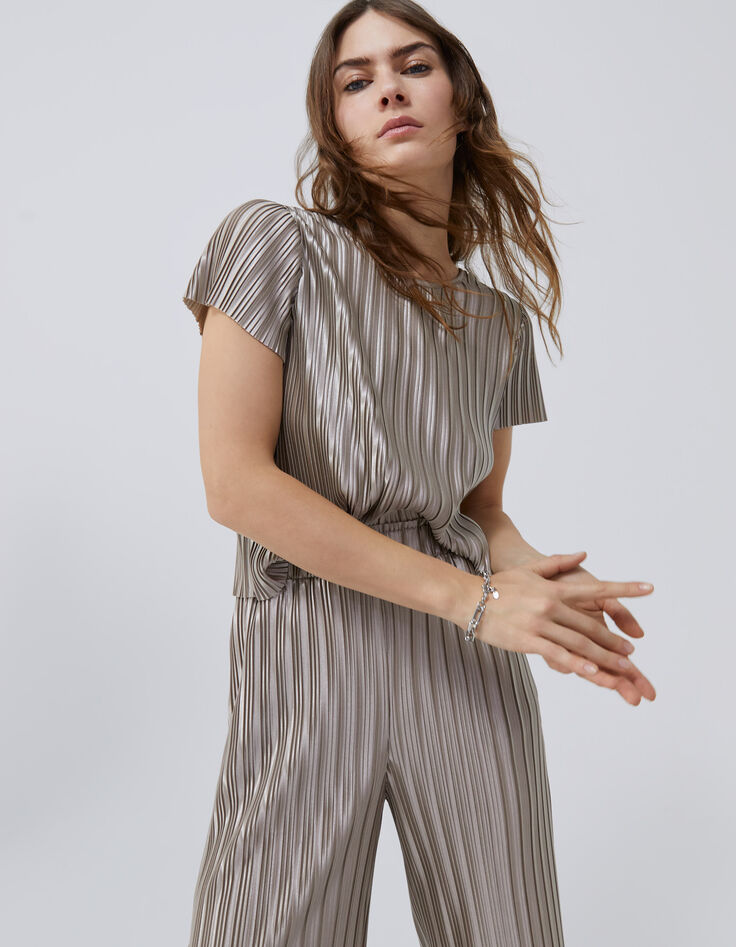 Goudkleurige cropped top plissé Dames-8