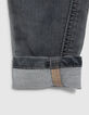 Grijze jeans print en ribboord in taille babyjongens-6
