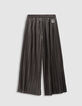 Pantalón ancho caqui pana plisado niña-6