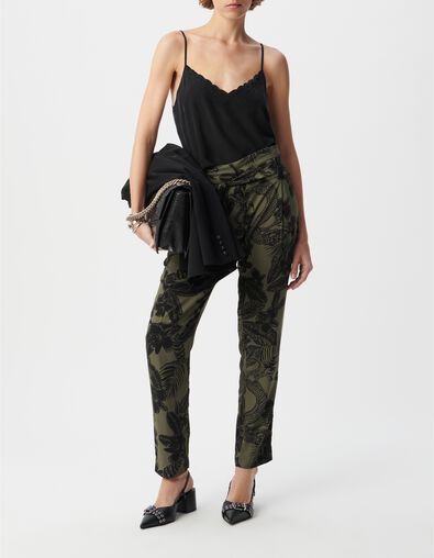 Pantalones paperbag caqui LENZING&trade; ECOVERO&trade; maxi jungla Mujer - IKKS