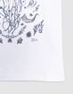 Camiseta blanca algodón diseño acuático purpurina niña-4