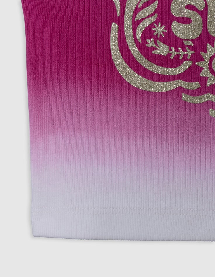 Débardeur rose effet deep dye message pailleté fille-5 Débardeur rose effet deep dye message pailleté fille-5