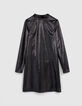 Black sequined velvet dress with high collar for girls-4