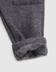 Pantalon gris ceinture bord-côte rayé bébé garçon-5