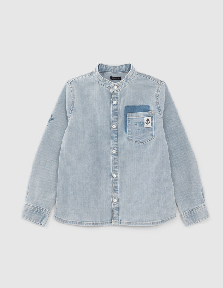Blauw jeanshemd afneembare kap jongens-2