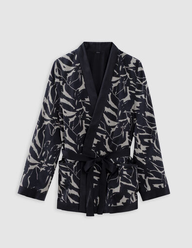 Veste r&eacute;versible noire imprim&eacute; fleurs z&eacute;br&eacute; Femme - IKKS