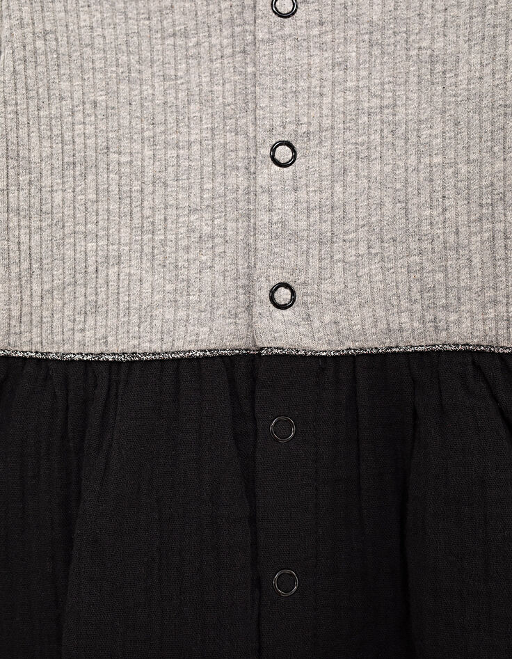 Baby girls’ mid-grey marl and black mixed-fabric dress-6 Baby girls’ mid-grey marl and black mixed-fabric dress-6