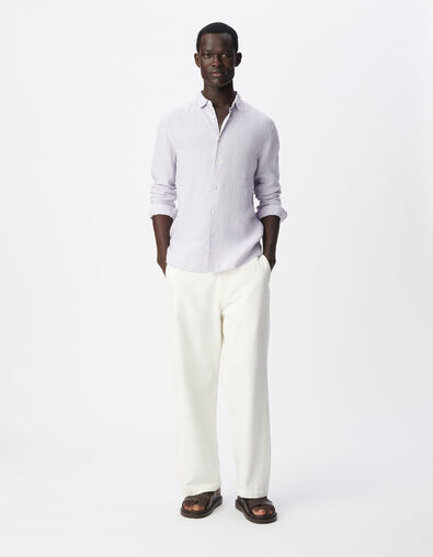 Camisa slim fit 100% lino lila para Hombre - IKKS