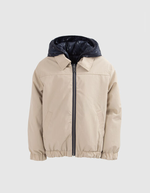 Blouson réversible beige et marine imprimé ancres garçon - IKKS